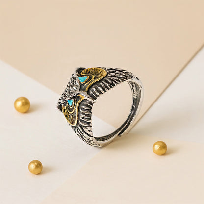 Gothic Owl Adjustable Finger Ring. Handcrafted Witchy Jewelry for Halloween, Unique Bird Jewelry, Unisex Ring, Halloween Special Jewelry