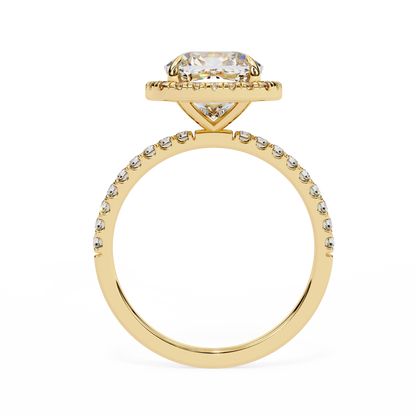 2.09 Carat Cushion Square Diamond Classic Halo Wedding Ring