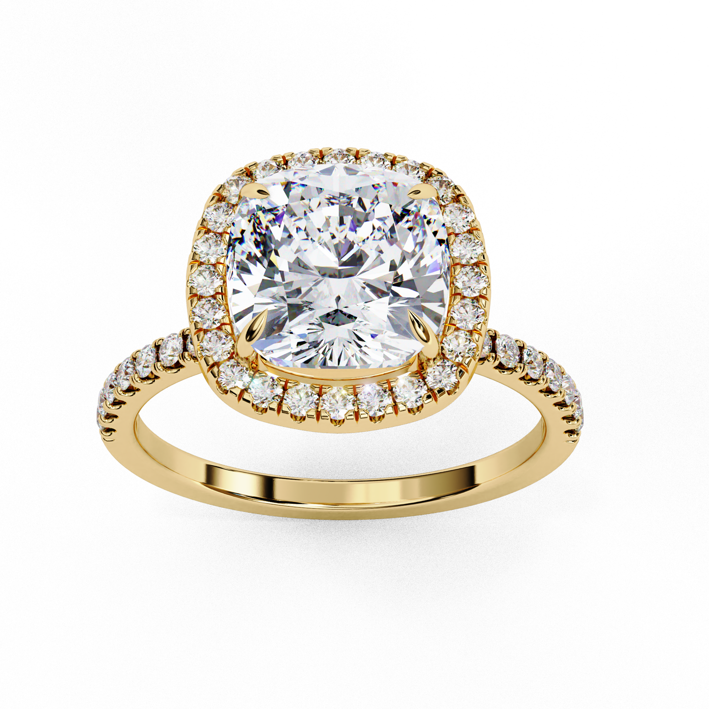 2.09 Carat Cushion Square Diamond Classic Halo Wedding Ring
