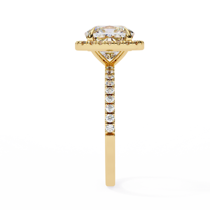 2.09 Carat Cushion Square Diamond Classic Halo Wedding Ring