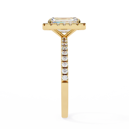 2.02 Carat Cushion Square Diamond Halo Engagement Ring with Pave Band