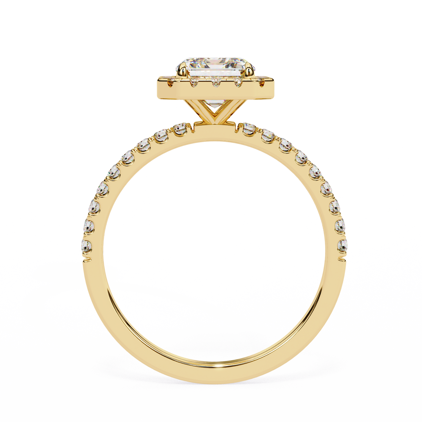 2.02 Carat Cushion Square Diamond Halo Engagement Ring with Pave Band