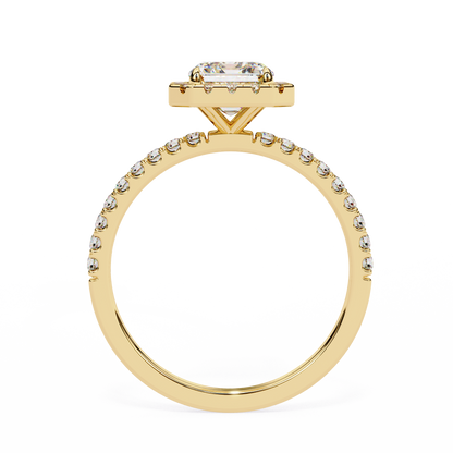 2.02 Carat Cushion Square Diamond Halo Engagement Ring with Pave Band