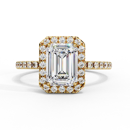 2.02 Carat Cushion Square Diamond Halo Engagement Ring with Pave Band