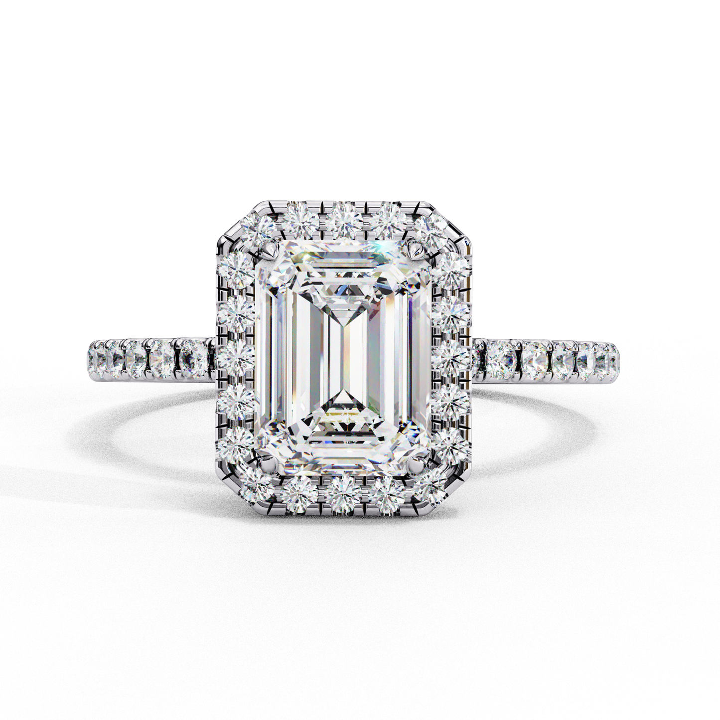 2.02 Carat Cushion Square Diamond Halo Engagement Ring with Pave Band