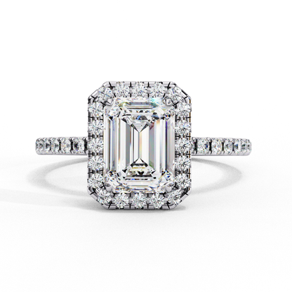 2.02 Carat Cushion Square Diamond Halo Engagement Ring with Pave Band