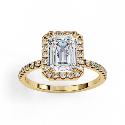 2.02 Carat Cushion Square Diamond Halo Engagement Ring with Pave Band
