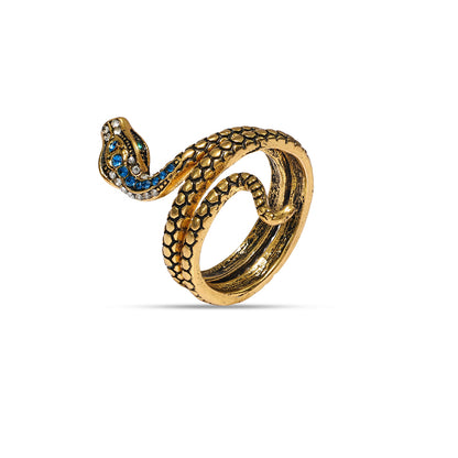 Snake Ring, Adjustable Snake Ring, Cool Serpent Ring, Gold Snake Wrap Ring, Unisex Gothic Jewelry, Punk Statement Ring for Halloween