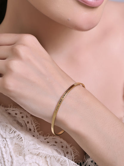 You are Amazing Bracelet | Motivational Quote Jewelry | Engraved Cuff | Ajustable Open Cuff Bangle | Motivational Gifts