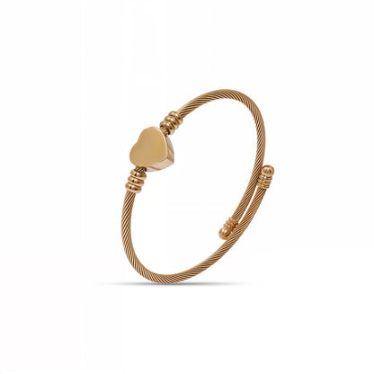 Heart Shape Bracelet, Twisted Cable Rope Cuff Bracelet, Handmade Gold Heart Kada, Adjustable Bracelet for Women, Wristwear Jewelry for Her