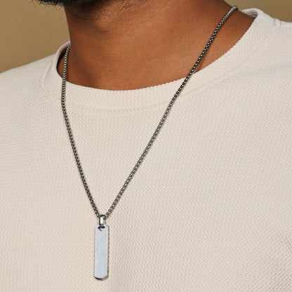 Bar Pendant Necklace for Men | Minimalist Vertical Pendant | Modern Men’s Necklace | Simple Everyday Jewelry | Gift for Him
