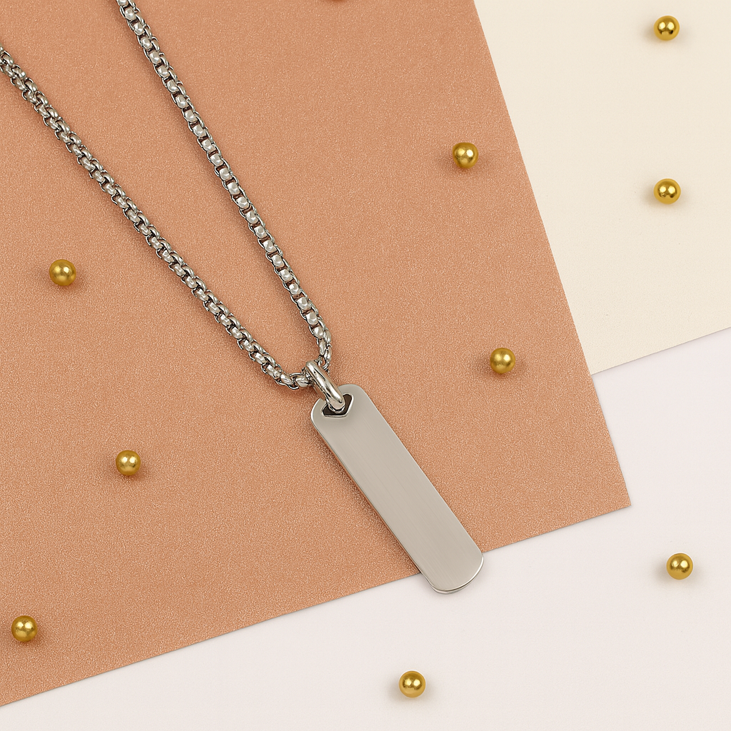 Bar Pendant Necklace for Men | Minimalist Vertical Pendant | Modern Men’s Necklace | Simple Everyday Jewelry | Gift for Him