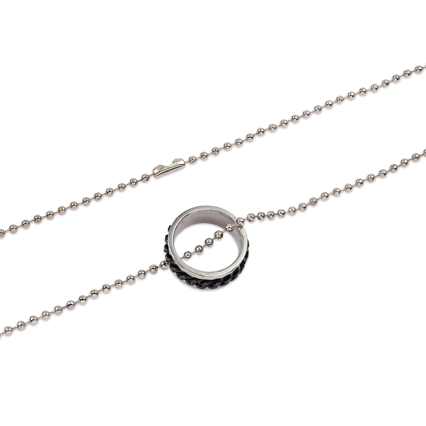 Spinner Ring Chain Link Necklace - Fidget Spinner Ring Pendant for Men - Biker's Jewelry - Anxiety Relief Necklace - Gift for Him & Her