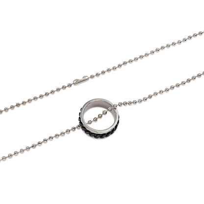 Spinner Ring Chain Link Necklace - Fidget Spinner Ring Pendant for Men - Biker's Jewelry - Anxiety Relief Necklace - Gift for Him & Her