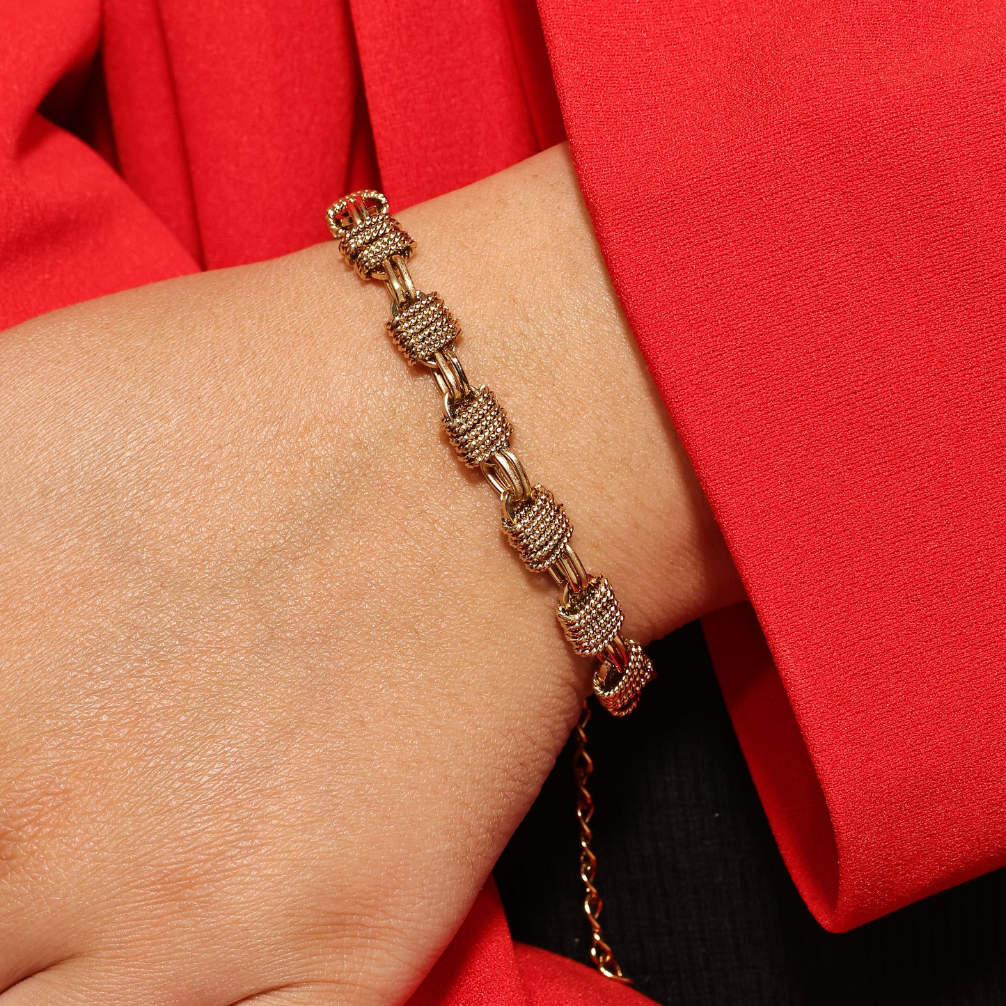 Textured Linked Bracelet, Unisex Multi Link Chain Bracelet, Adjustable Handmade Bracelet, Rope Chain Bracelet, Snake Chain Bracelet