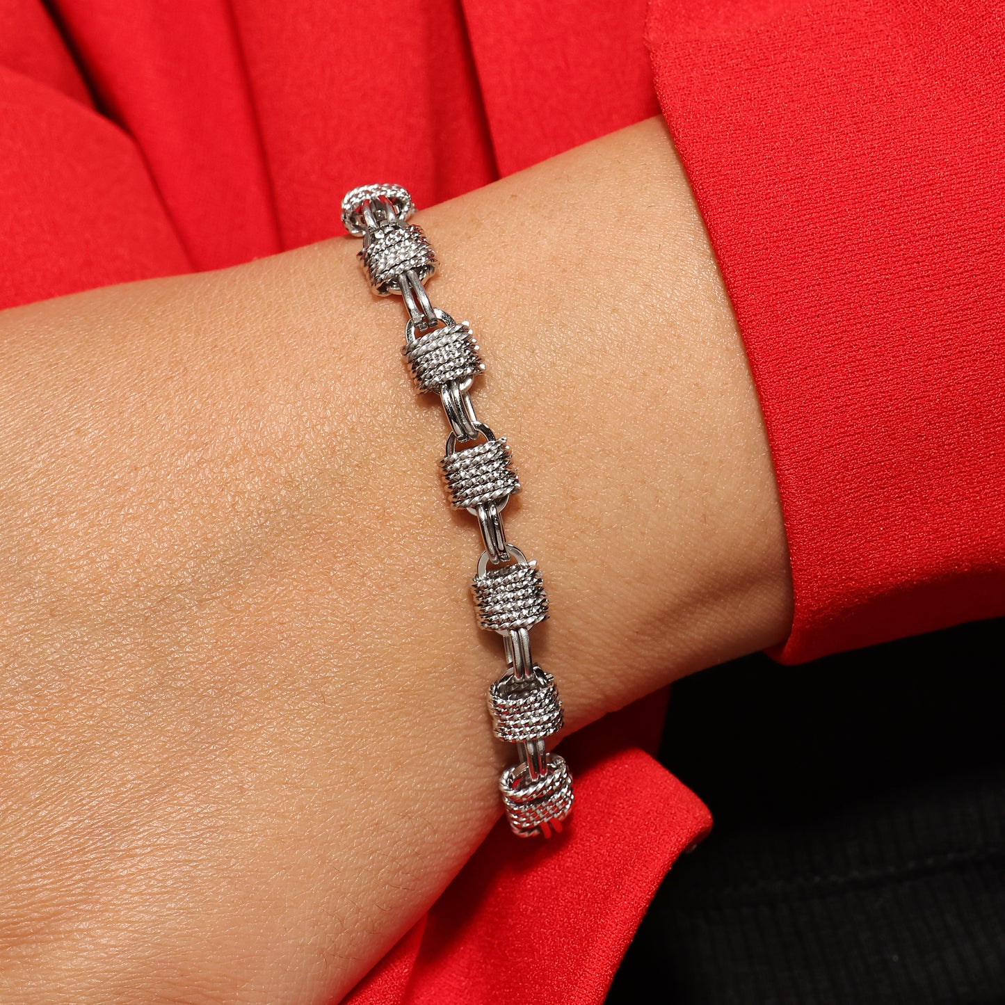 Textured Linked Bracelet, Unisex Multi Link Chain Bracelet, Adjustable Handmade Bracelet, Rope Chain Bracelet, Snake Chain Bracelet