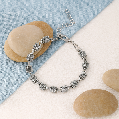 Textured Linked Bracelet, Unisex Multi Link Chain Bracelet, Adjustable Handmade Bracelet, Rope Chain Bracelet, Snake Chain Bracelet