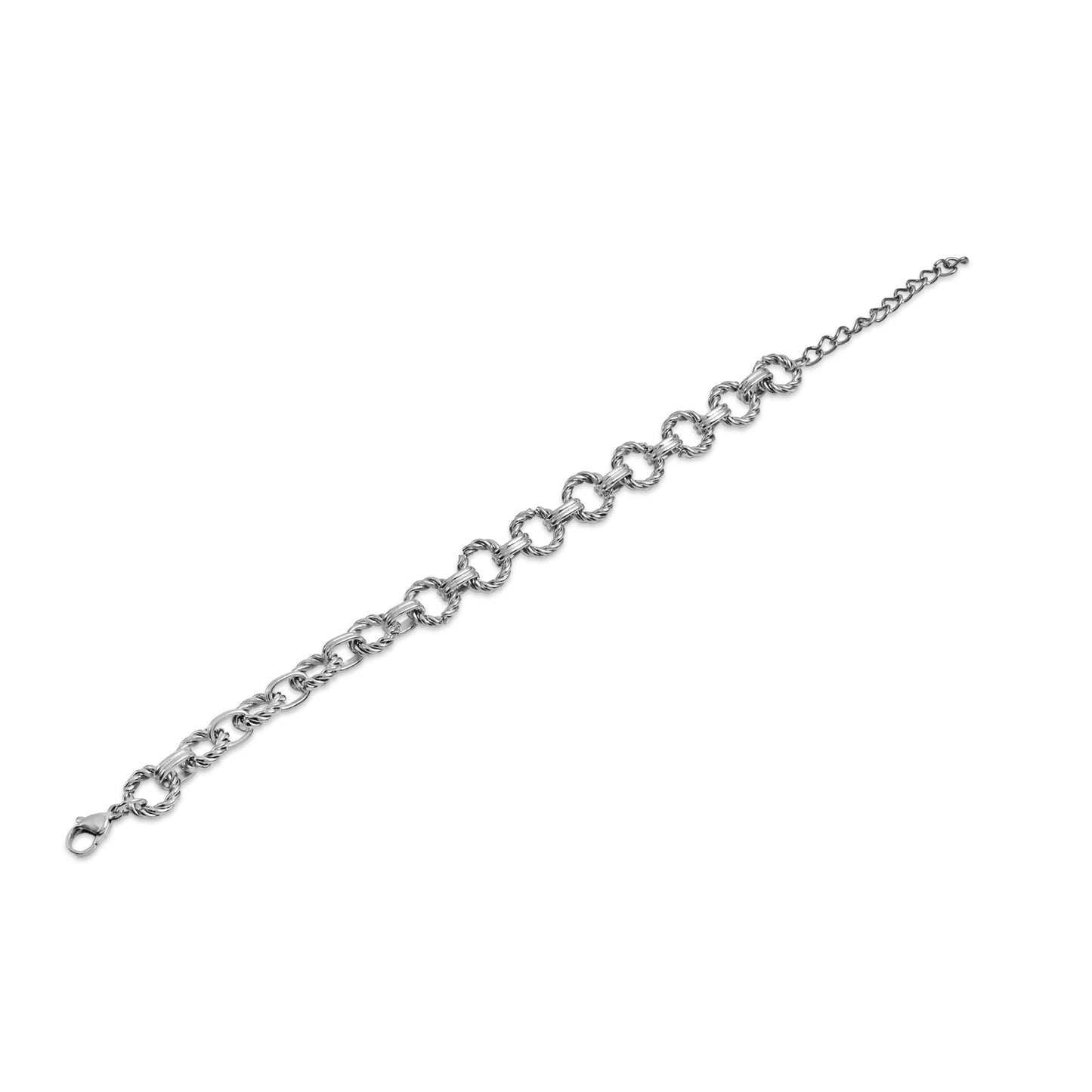 Silver Chunky Link Bracelet, Coquette Sprial Link Bracelet, Handmade Adjustable Rope Link Bracelet, Statement Chain Bracelet, Unisex Jewelry