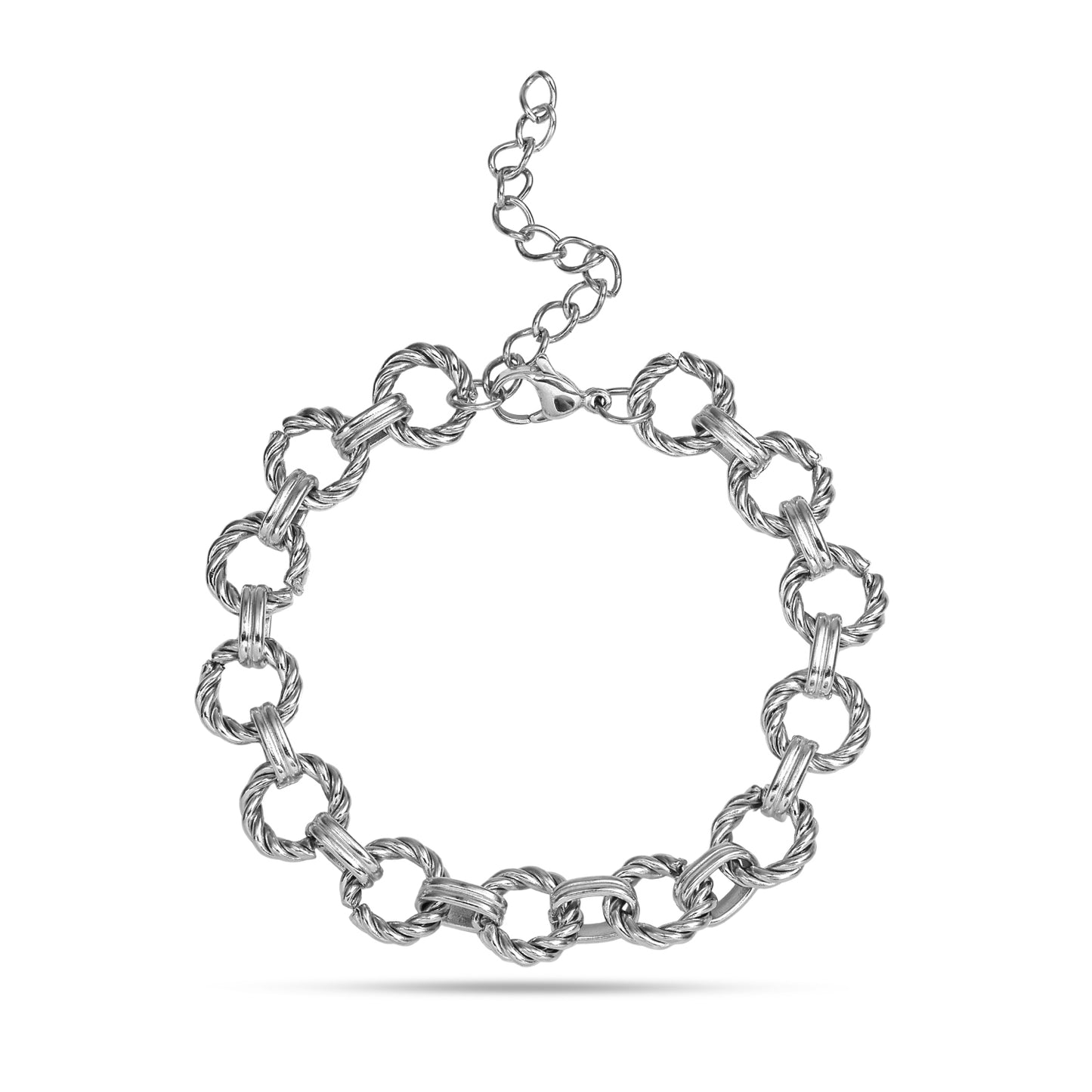 Silver Chunky Link Bracelet, Coquette Sprial Link Bracelet, Handmade Adjustable Rope Link Bracelet, Statement Chain Bracelet, Unisex Jewelry