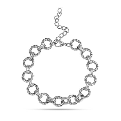 Silver Chunky Link Bracelet, Coquette Sprial Link Bracelet, Handmade Adjustable Rope Link Bracelet, Statement Chain Bracelet, Unisex Jewelry