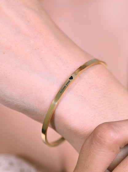 Follow your Heart Bracelet | Inspirational Quote Barcelet | Gold Engraved Cuff Bracelet | Adjustable Minimalist Bangle | Motivational Gift