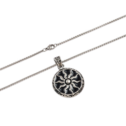 Sun Necklace Pendant, Flame Fire Charm Pendant, Celestial Sunburst Statement Jewelry, Viking Necklace, Unisex Tribal Gothic Jewelry