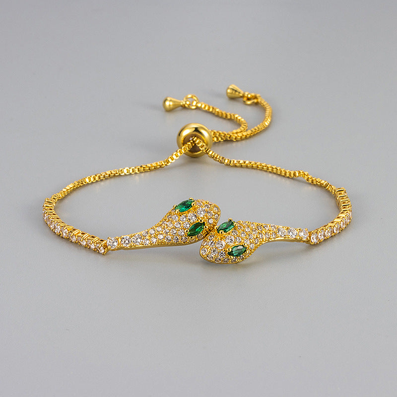 Snake Chain Adjustable Bracelet, Unisex Jewelry, Crystal Eyes Vintage Snake Bangle, Handmade Snake Bracelet, Shiva Hindu God Sign Bracelet