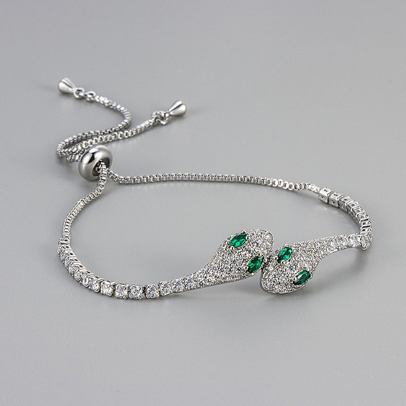 Snake Chain Adjustable Bracelet, Unisex Jewelry, Crystal Eyes Vintage Snake Bangle, Handmade Snake Bracelet, Shiva Hindu God Sign Bracelet