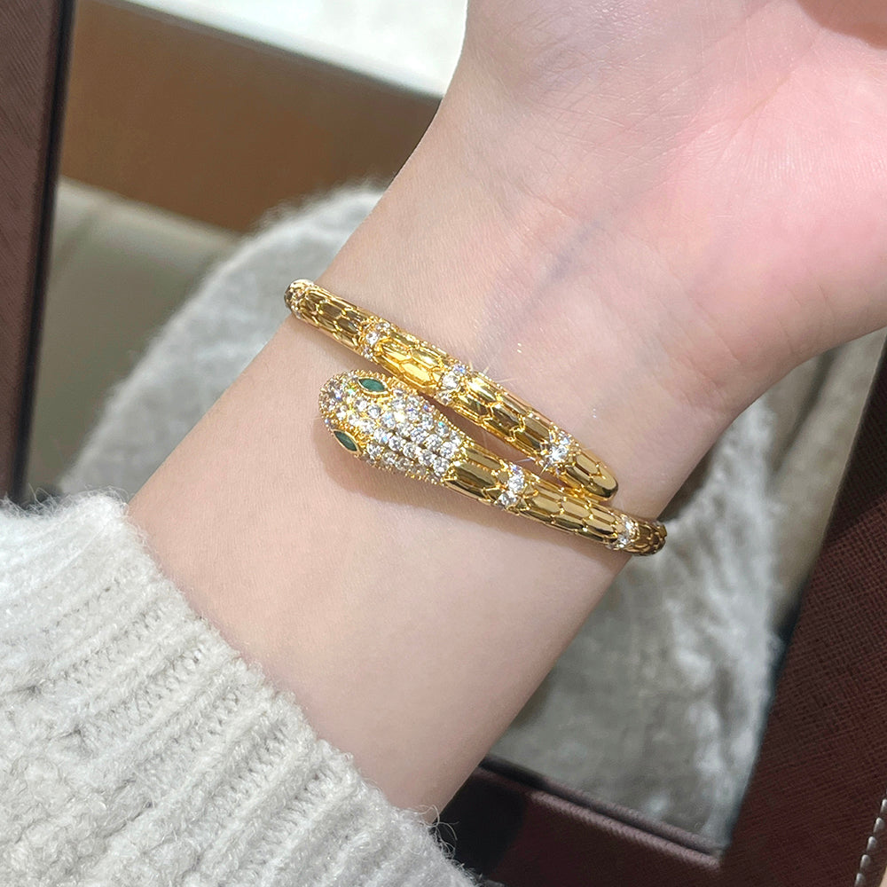 Vintage Snake Bangle Bracelet - Snake Bracelet for Women - Snake Wrap Bangle - Bulgaria Bracelet - Stainless Steel Serpenti Bracelet