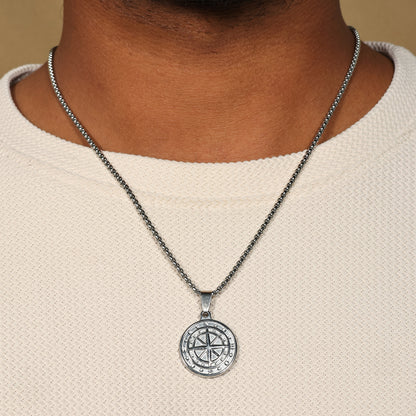 Men's Maritime Compass Medallion Necklace | Handcrafted Compass Necklace | Men Adventure Jewelry | Unisex Pendant | Gift for Traveler