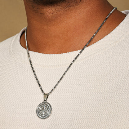Men's Maritime Compass Medallion Necklace | Handcrafted Compass Necklace | Men Adventure Jewelry | Unisex Pendant | Gift for Traveler