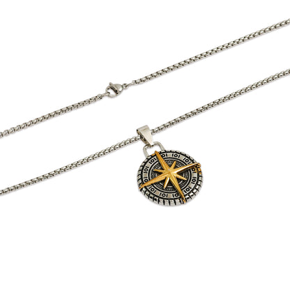 Men's Maritime Compass Medallion Necklace | Handcrafted Compass Necklace | Men Adventure Jewelry | Unisex Pendant | Gift for Traveler