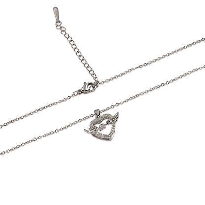 Angel Wing Heart Pendant, Winged Heart Necklace, Minimalist Necklace, Protection Pendant, Angel Wings Necklace, Guardian Angel Pendant