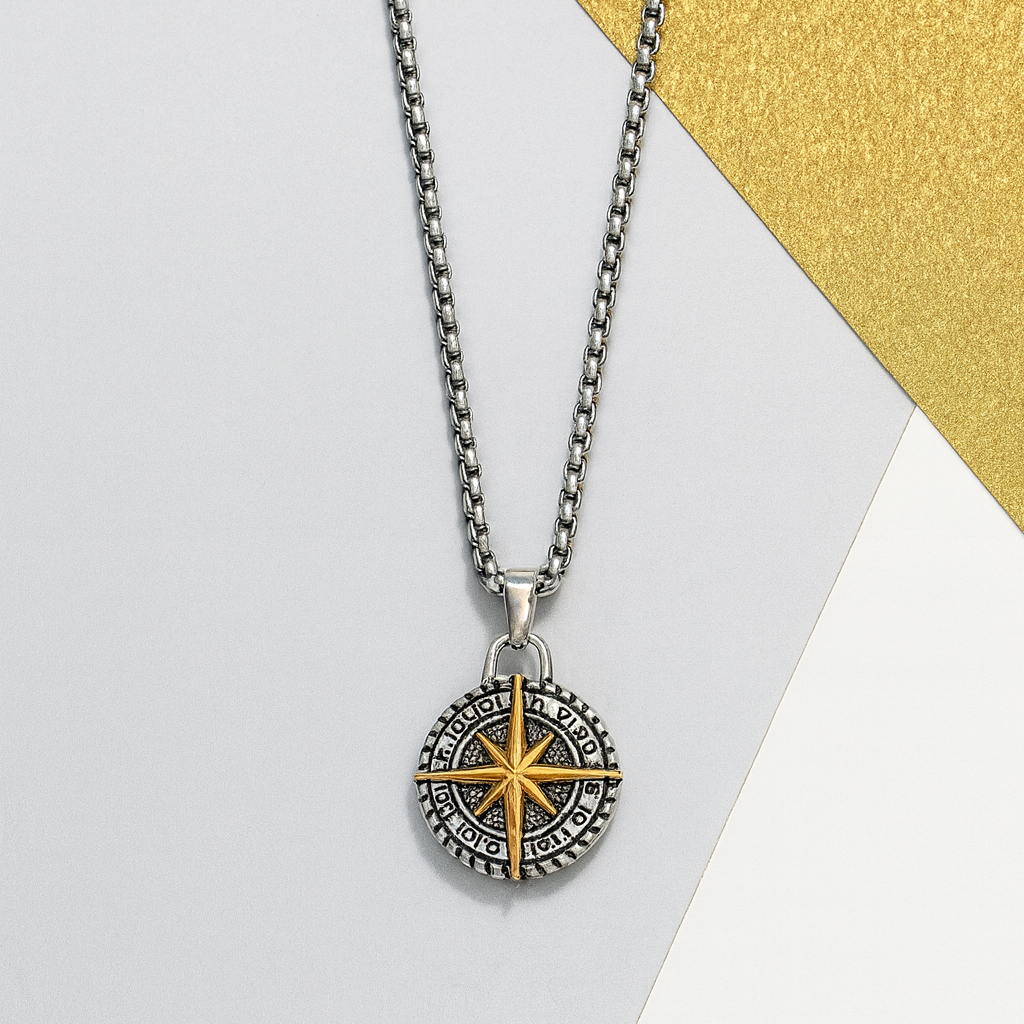 Men's Maritime Compass Medallion Necklace | Handcrafted Compass Necklace | Men Adventure Jewelry | Unisex Pendant | Gift for Traveler