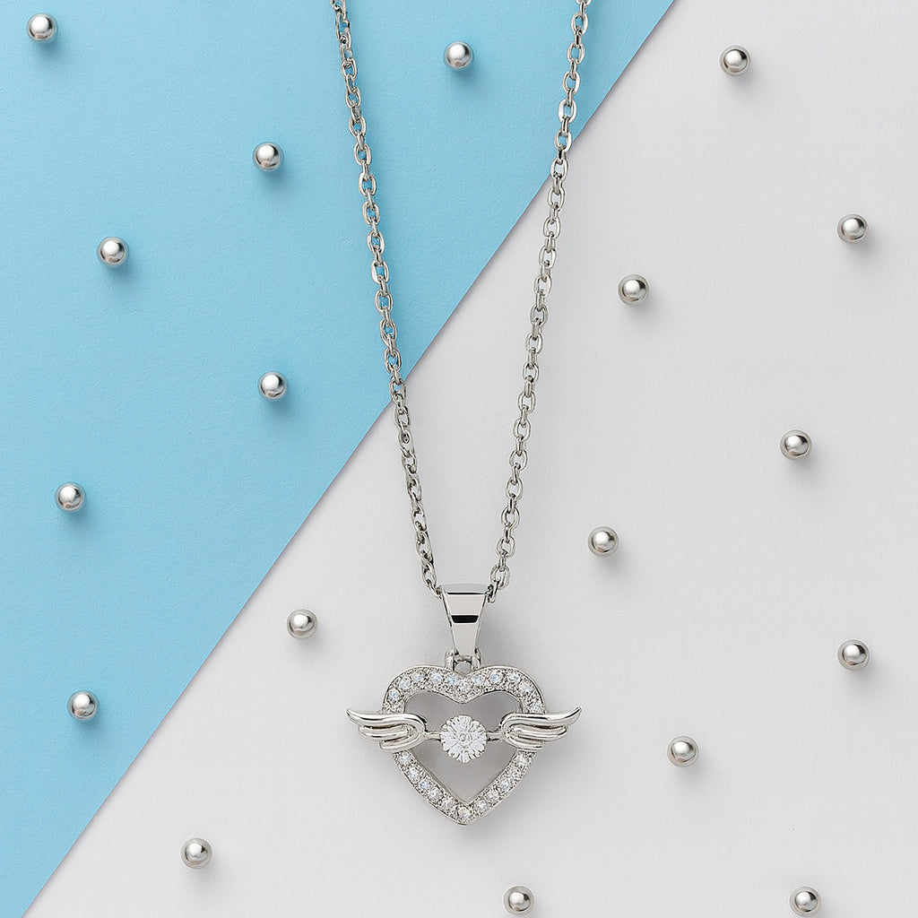 Angel Wing Heart Pendant, Winged Heart Necklace, Minimalist Necklace, Protection Pendant, Angel Wings Necklace, Guardian Angel Pendant