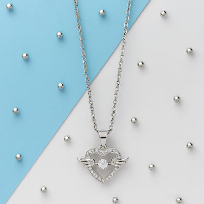 Angel Wing Heart Pendant, Winged Heart Necklace, Minimalist Necklace, Protection Pendant, Angel Wings Necklace, Guardian Angel Pendant