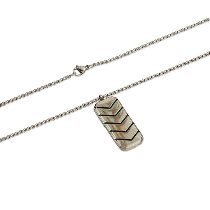 Chevron Bar Pendant Necklace, Plain Metal Design, Unisex Pendant with Universal Chain, Dog Tag Pendant Necklace for Him & Her