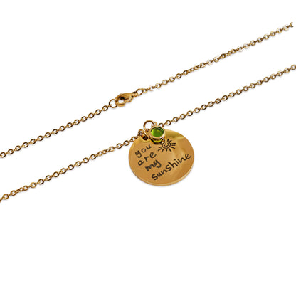 You are my sunshine Necklace, Hand Engraved Chain Pendant, Handwriting Necklace Charm, Christmas Gift for Someone Special