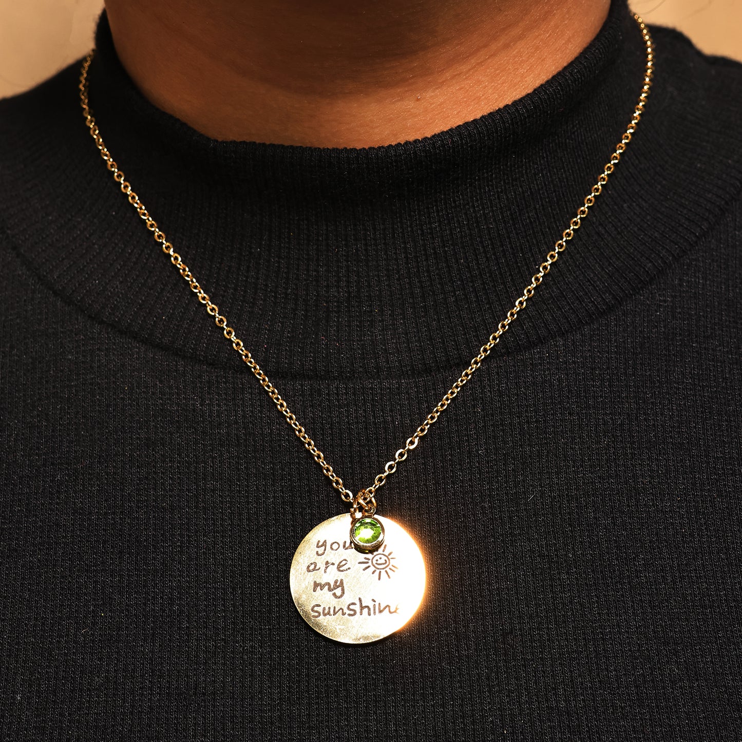 You are my sunshine Necklace, Hand Engraved Chain Pendant, Handwriting Necklace Charm, Christmas Gift for Someone Special