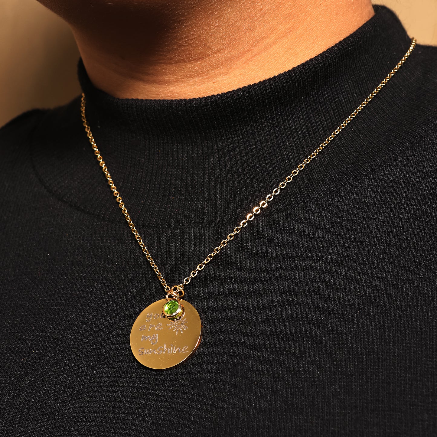 You are my sunshine Necklace, Hand Engraved Chain Pendant, Handwriting Necklace Charm, Christmas Gift for Someone Special