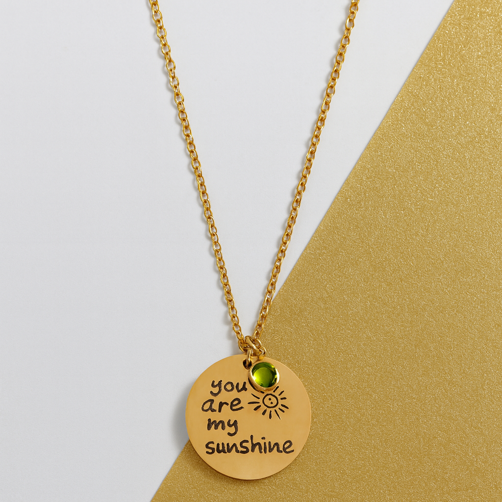 You are my sunshine Necklace, Hand Engraved Chain Pendant, Handwriting Necklace Charm, Christmas Gift for Someone Special