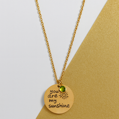 You are my sunshine Necklace, Hand Engraved Chain Pendant, Handwriting Necklace Charm, Christmas Gift for Someone Special