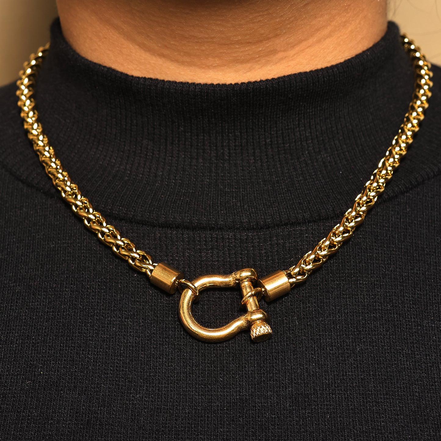 Mens Stainless Steel Foxtail Wheat Chain Necklace, 16 Inch Gold Chain for Men & Women, Unisex Foxtail Chain, Gift for Her
