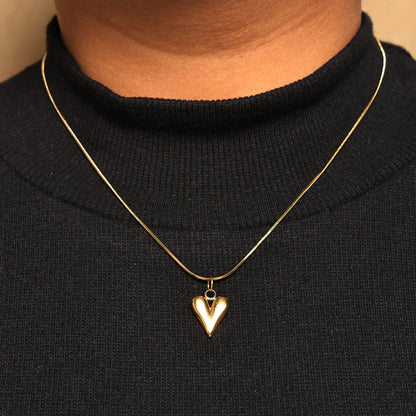 Gold Heart Pendant Necklace | Infinite Love Heart Pendant | Golden Heart Statement Necklace | Minimalist Heart Pendant | Gift for Her