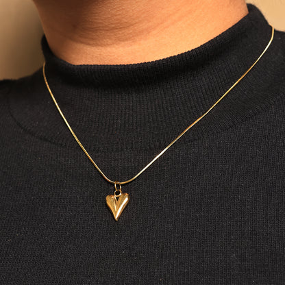 Gold Heart Pendant Necklace | Infinite Love Heart Pendant | Golden Heart Statement Necklace | Minimalist Heart Pendant | Gift for Her