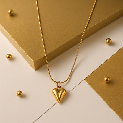 Gold Heart Pendant Necklace | Infinite Love Heart Pendant | Golden Heart Statement Necklace | Minimalist Heart Pendant | Gift for Her