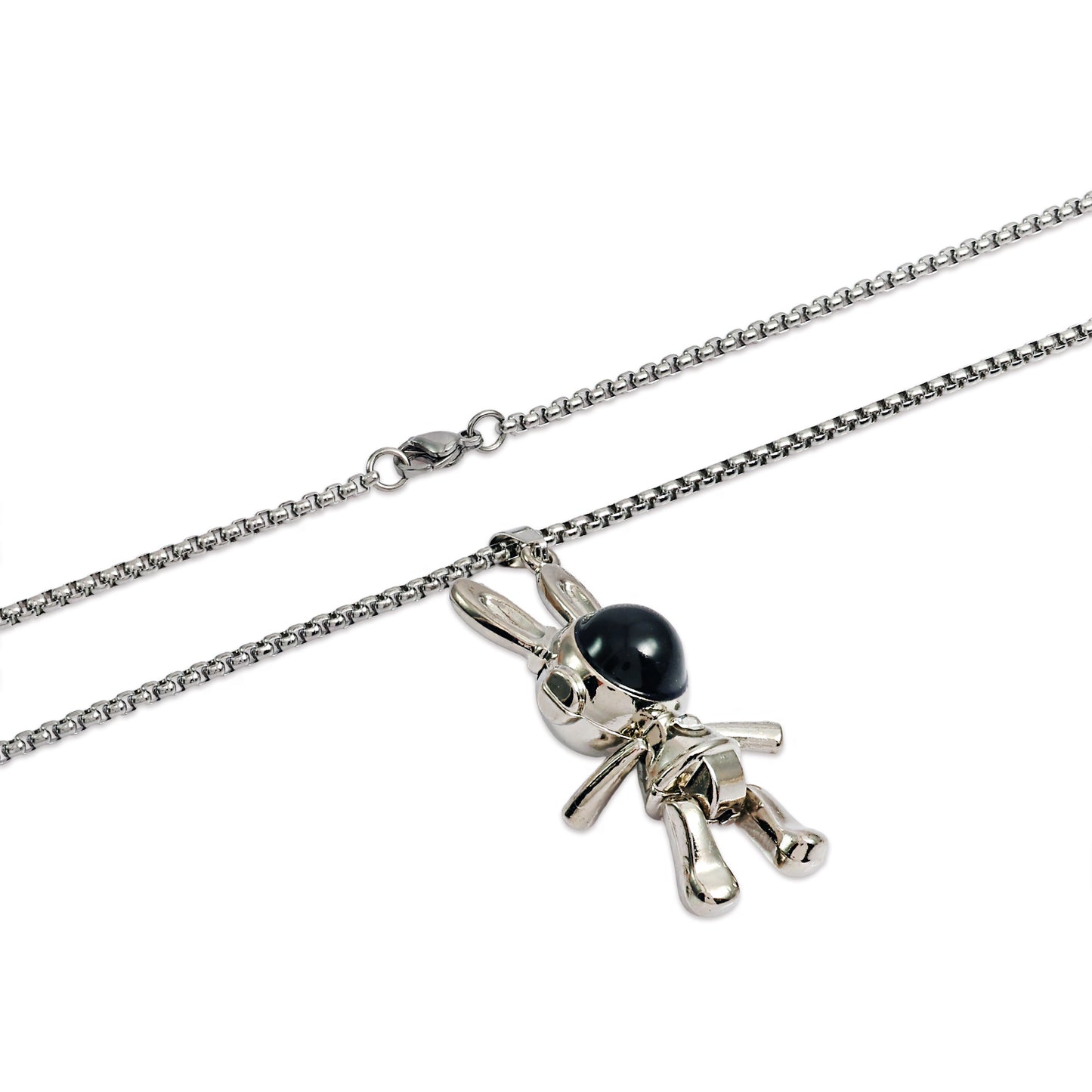 Bunny Pendant Necklace - Cute Rabbit Charm Jewelry - Astronaut Chain Pendant - Kawaii Pendant - Handmade Bunny Pendant - Gift for Her