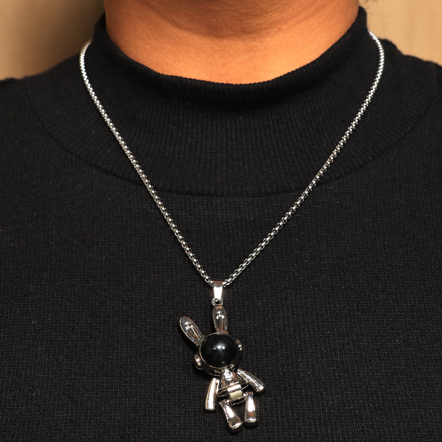 Bunny Pendant Necklace - Cute Rabbit Charm Jewelry - Astronaut Chain Pendant - Kawaii Pendant - Handmade Bunny Pendant - Gift for Her