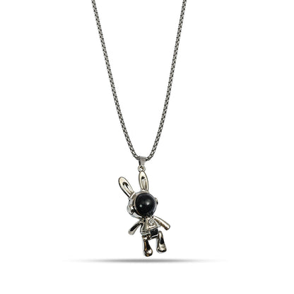 Bunny Pendant Necklace - Cute Rabbit Charm Jewelry - Astronaut Chain Pendant - Kawaii Pendant - Handmade Bunny Pendant - Gift for Her
