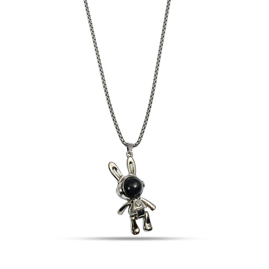 Bunny Pendant Necklace - Cute Rabbit Charm Jewelry - Astronaut Chain Pendant - Kawaii Pendant - Handmade Bunny Pendant - Gift for Her